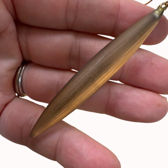 Long Gold-Tone Lucite Dangle Earrings With Fishhook Backs - Picture 6 of 10